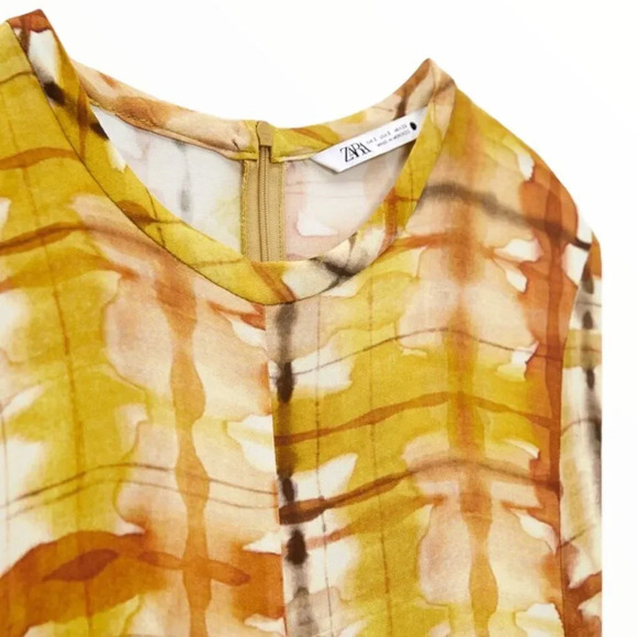 ZARA | Mustard | PRINTED MIDI DRESS - Picture 5 of 15